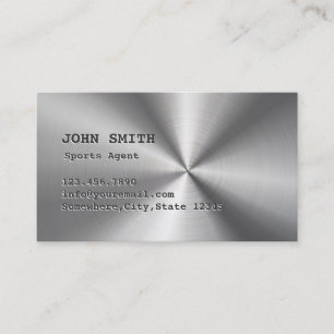 Visita Faux Stainless Steel Sports Agent Cartão de visit