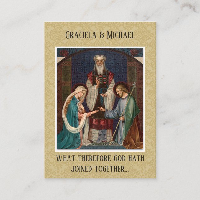 Visita Favor de casamento católico cartão sagrado Maria J (Frente)