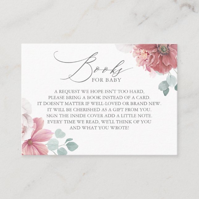 Visita Flores De Rosa Dusty Livros Elegantes Para Cartão  (Frente)