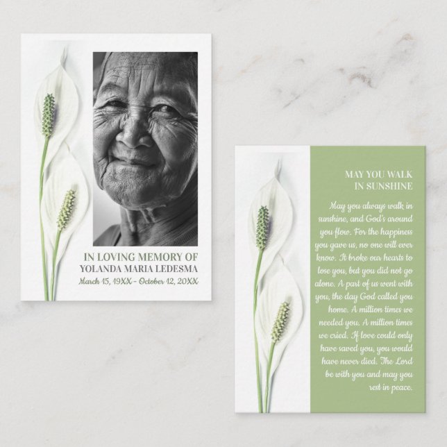 Visita Foto Elegante, Flores De Lily, Cartão De Oração (Frente/Verso)