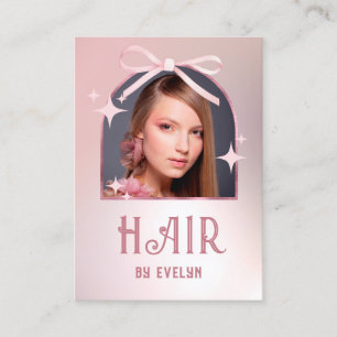 Visita Foto em arco Arco rosa Faux Foil Hair Cartão de vi