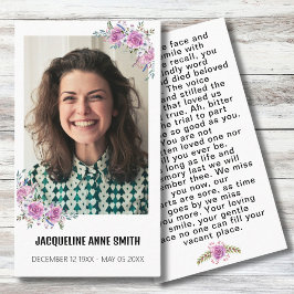 Visita Foto Personalizada Floral Cartão de Oração do Memo