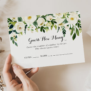 Visita Greenery White Floral Adivinha Quantos Cartão De 