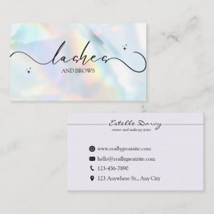 Visita Holographic Modern Typografia Lashes Cartão de vis