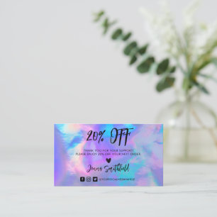Visita Holographic Pastel Trendy Obrigado Cartão de visit