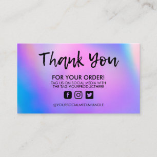 Visita Holographic Trendy Salon Obrigado Cartão de visit