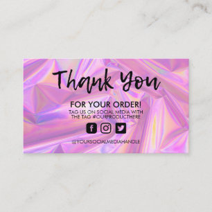 Visita Holographic Trendy Salon Obrigado Cartão de visit