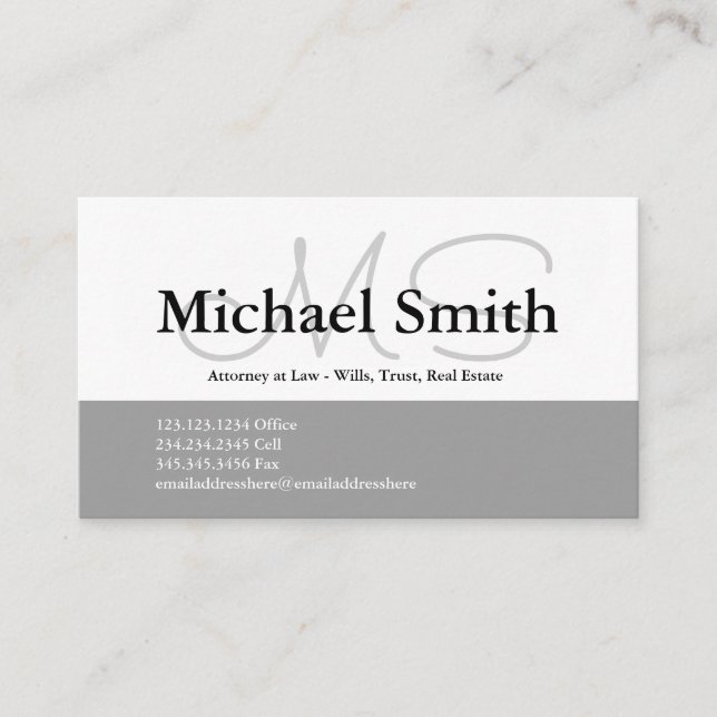 Visita Iniciais de Cinza em negrito moderno - Cartão de v (Frente)