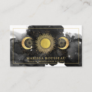 Visita Instrutor Yoga Dourado Black Sun Moon Cartão de vi