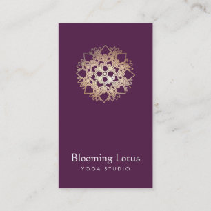 Visita Instrutor Yoga Dourado Lotus Purple Cartão de visi