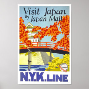 Visita Japão pelo correio N.Y.K. Linha Poster