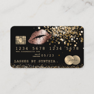 Visita Lábios Dourados Glitter Estimulados com Cartão de