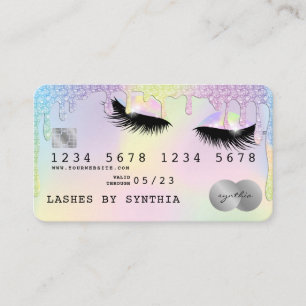 Visita Lashes de Cartão de Crédito Moderno Unicórn Hológr