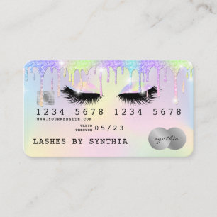 Visita Lashes de Cartão de Crédito Moderno Unicórn Hológr