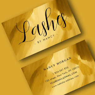 Visita Lashes Tipografia Dourada pincelada Cartão de visi