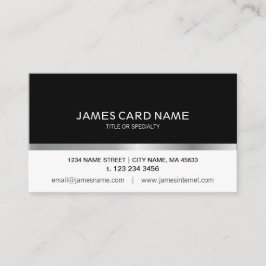 Visita Linha de prata preta/branca simples cartão de