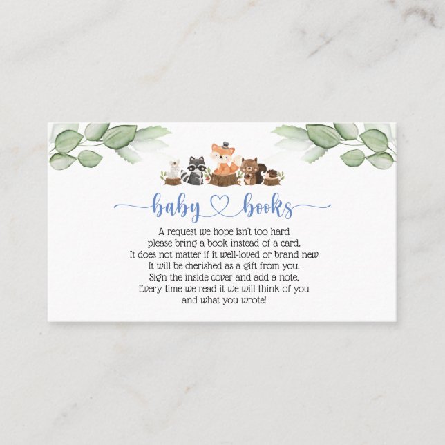 Visita Livros de animais florestais para cartão de bebê (Frente)