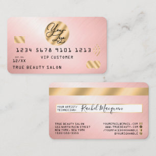 Visita Logotipo de Cartão de Crédito Dourado Rosa Elegant