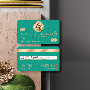 Visita Logotipo de Cartão de Crédito Verde Teal Dourado E