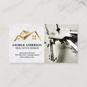 Visita Logotipo Dourado Imobiliário Chaves Cartão de vi