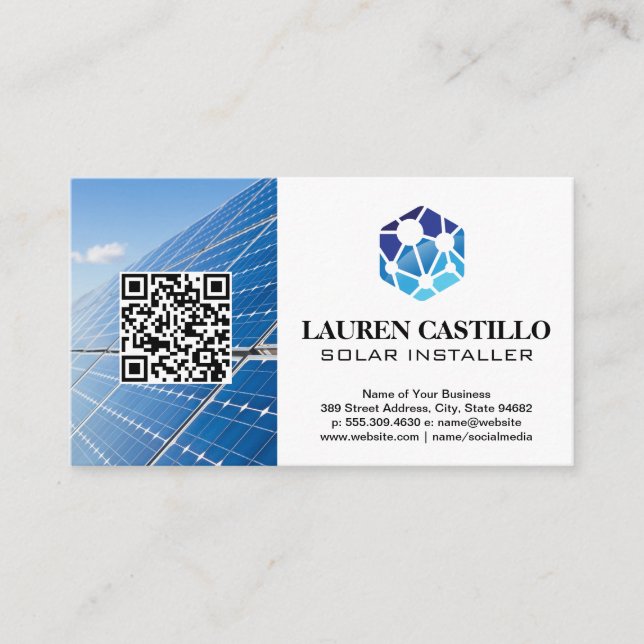 Visita Logotipo técnico | Painéis Solares | Cartão de vis (Frente)