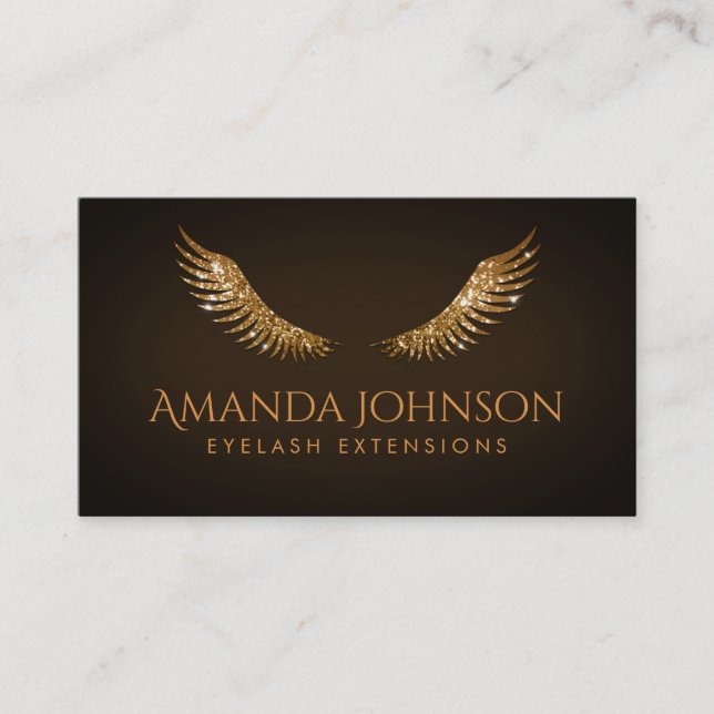 Visita Luminosas Lashes Douradas Asas Castanho Cartão de  (Frente)
