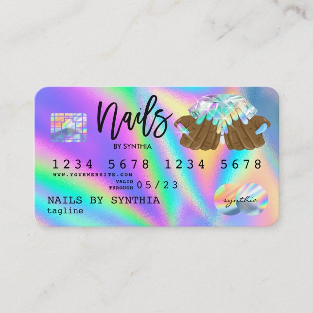 Visita Manicure técnica do cartão de crédito holográfico (Frente)