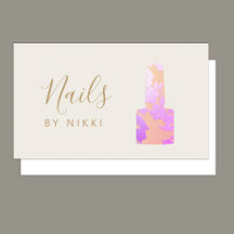 Manicurista Nail Salon Pink Glitter Cartão de visi