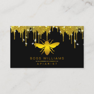 Visita Mel Coloca Dourada Faux Bee Glitter Cartão de visi