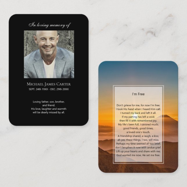 Visita Memorial fotográfico Eu sou Cartão de oração gráti (Frente/Verso)