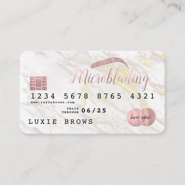 Visita Microblade Cartão de Crédito Blush + Marble (Frente)