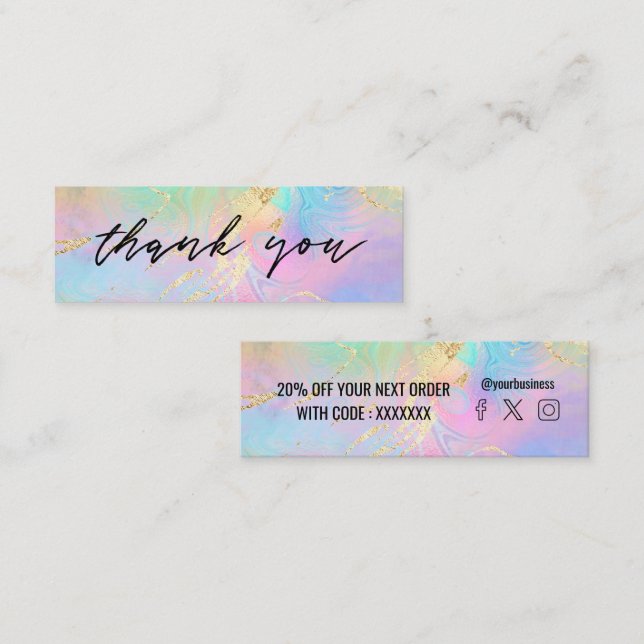 Visita Mini cartão de desconto fluido mármore (Frente/Verso)