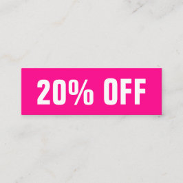 Visita Mini Cartão de desconto simples e simples, cor-de-rosa 