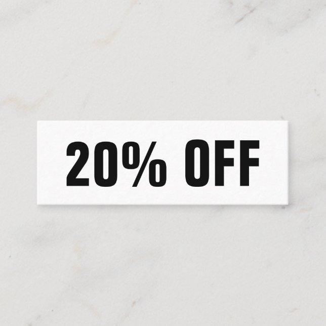 Visita Mini Cartão de desconto simples, preto e branco (Frente)