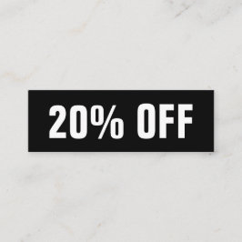 Visita Mini Cartão de desconto simples, preto e branco