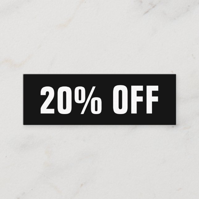 Visita Mini Cartão de desconto simples, preto e branco (Frente)