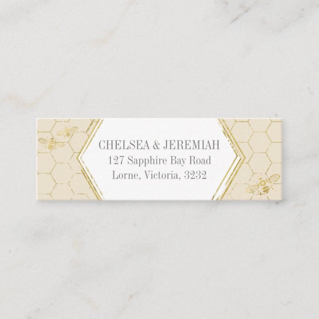 Visita Mini Cartão de Endereço Personalizado Dourado de Creme  (Frente)
