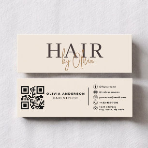 Visita Mini Cartão de Estilista de Cabelo Moderno Neutro Bege 