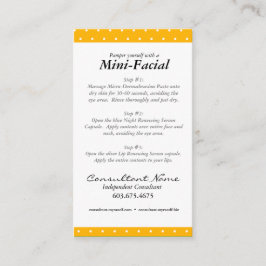 Visita Mini cartão de instrução facial