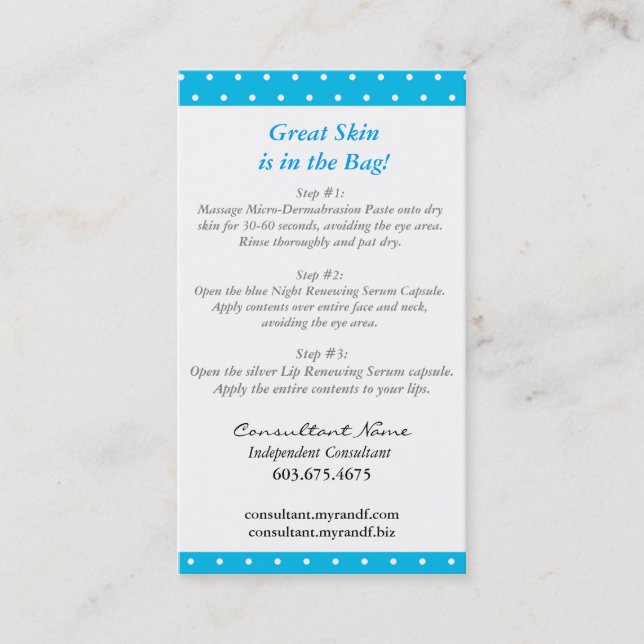 Visita Mini cartão de instrução facial (Frente)