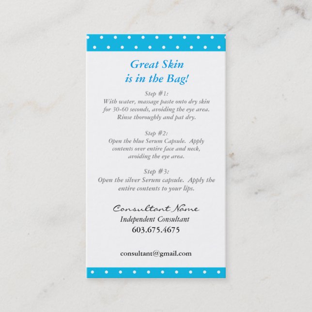 Visita Mini cartão de instrução facial (Frente)