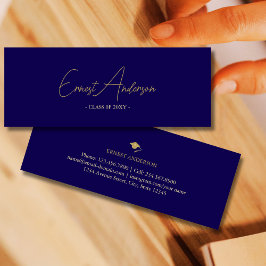 Visita Mini Cartão de Licenciado Elegante Moderno Dourado Azul