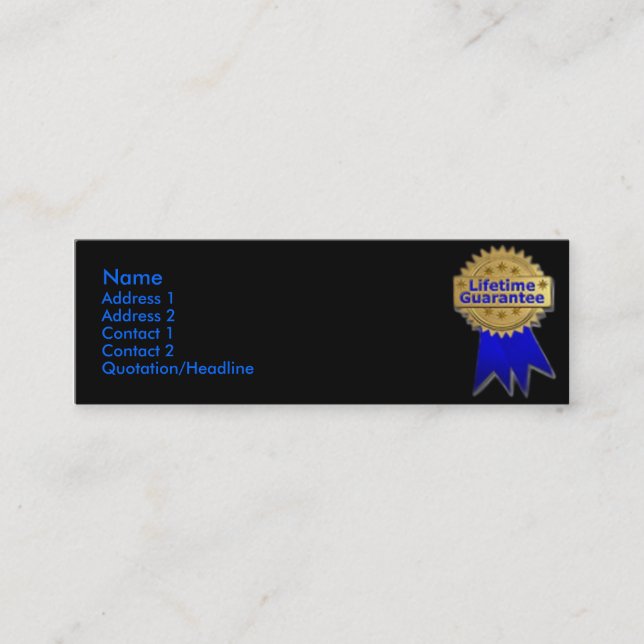 Visita Mini Cartão de Perfil de Garantia Vitalícia (Frente)