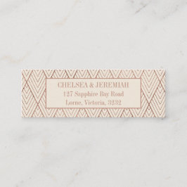 Visita Mini Cream Dourado Art Deco Patterno Cartão de Endereço