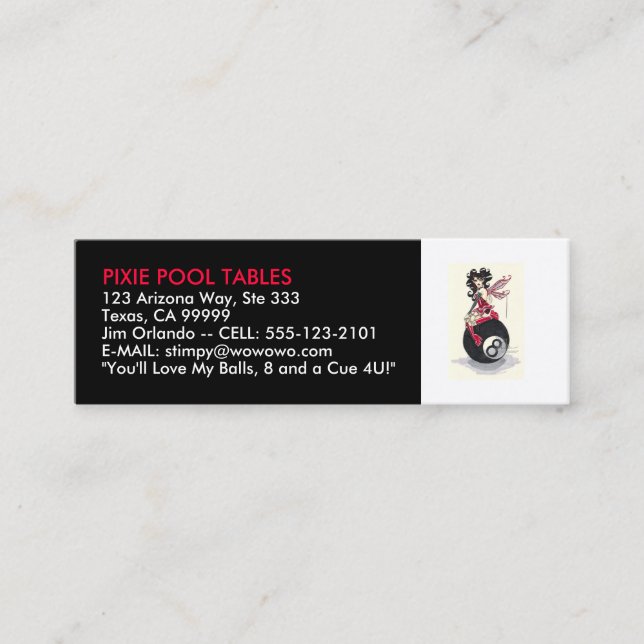 VISITA MINI MESAS DE BILHAR & BILHAR - MODELO DE CARTÃO DE (Frente)