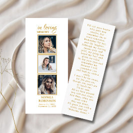 Visita Mini Simples Funeral 3 Foto Dourada Simpatia Cartão de 