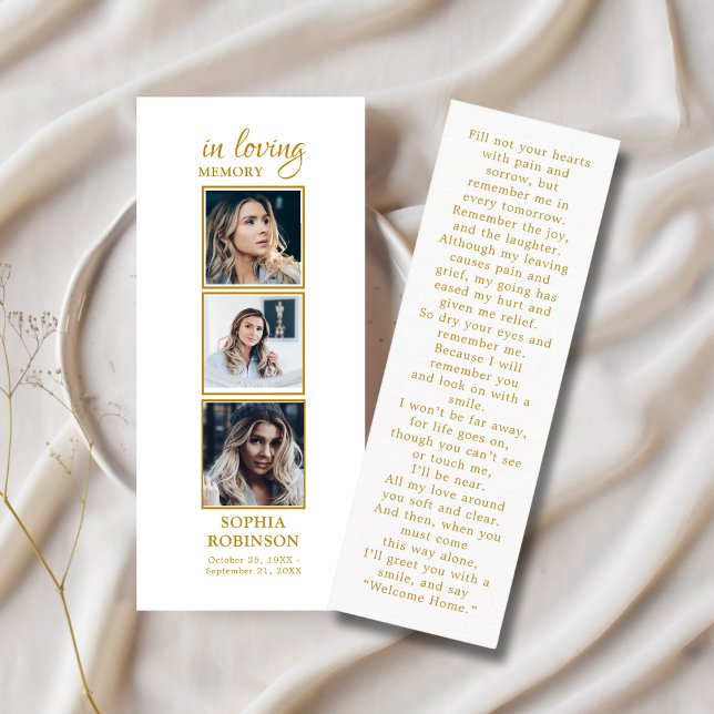 Visita Mini Simples Funeral 3 Foto Dourada Simpatia Cartão de  (Criador carregado)