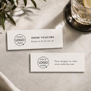 Visita Mini Voucher de Bebida   Cartão de Logotipo Cinza de Ev