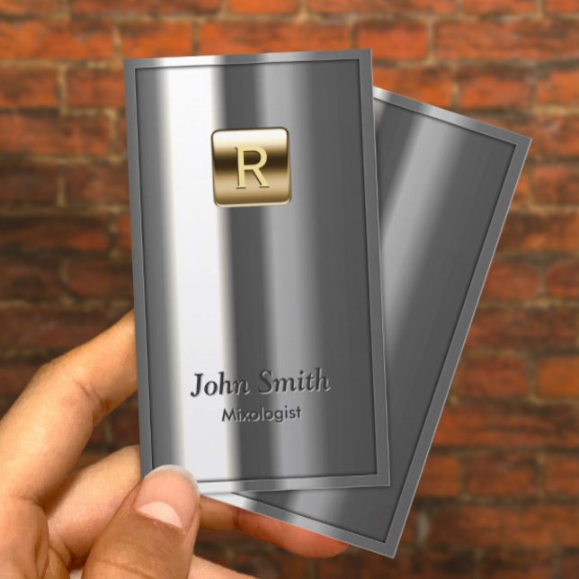 Visita Mixologista Metálico de Logotipo Dourado Cartão de (Criador carregado)
