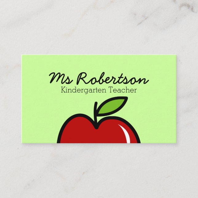 Visita Modelo de cartão de negócios de professor com maçã (Frente)